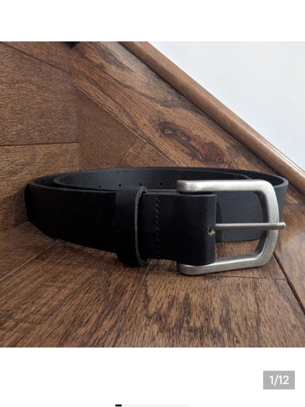 Black leather belt With Nickel Buckle Made In Canada Size 38 New!